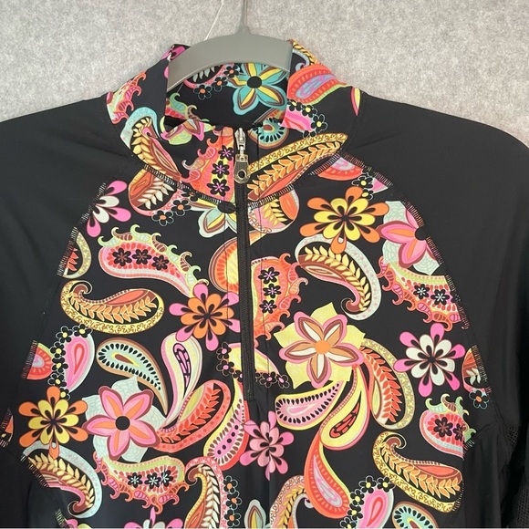 San Soleil Floral Long SLeeve Rash Guard Bathing Suit Top sz. L #AG - Picture 4 of 8